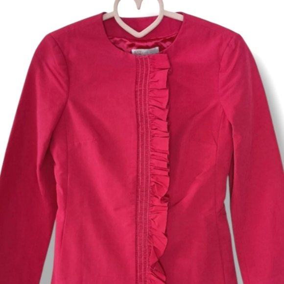 Red Valentino Ruffle Detail Coat in Fuschia Pink💕 $1595 - Picture 6 of 11